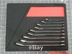 Snap On 9Pc SAE Flank Drive Plus Ratchet Wrench Set 1/4 3/4 Foam Tray SOXRR01