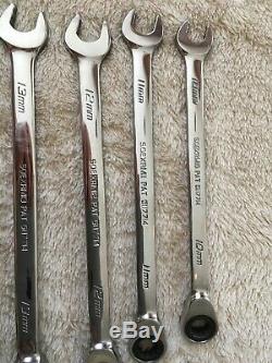 Snap On Flank Drive Ratcheting Wrench Set, Open Ended, Metric, 6 Pc