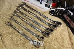 Snap On SAE Flank Drive Plus Reversible Ratcheting Wrench 6PC Set 3/8-11/16