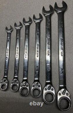 Snap-On Tools 6pc SAE Reversible Ratcheting Combo Wrench Set SOXRR12A/SOXRR24A