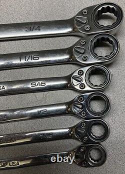 Snap-On Tools 6pc SAE Reversible Ratcheting Combo Wrench Set SOXRR12A/SOXRR24A