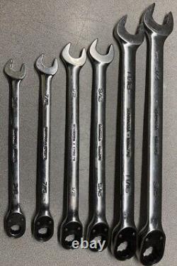 Snap-On Tools 6pc SAE Reversible Ratcheting Combo Wrench Set SOXRR12A/SOXRR24A