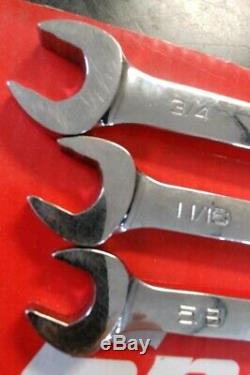 Snap On Tools 7 Pc SAE Reversible Ratcheting Combination Wrench Set SOEXR707