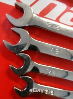 Snap On Tools 7 Pc SAE Reversible Ratcheting Combination Wrench Set SOEXR707