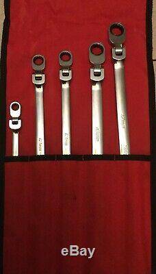 Snap-On Tools Extra Long Flex Head Ratcheting Wrench Set XFRM705 New UNused