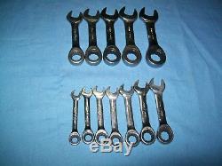 Snap-on 8 thru 19 mm 12-point MIDGET Ratchet Wrench Set OXIRM707 OXIRM705 ExC