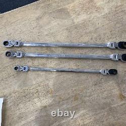 Snap on Tools 3pc 12pt Metric Double Flex Reverse Ratcheting Wrench Set XFRRM705