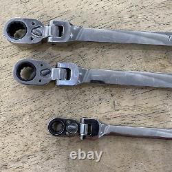 Snap on Tools 3pc 12pt Metric Double Flex Reverse Ratcheting Wrench Set XFRRM705