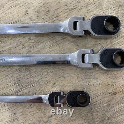 Snap on Tools 3pc 12pt Metric Double Flex Reverse Ratcheting Wrench Set XFRRM705