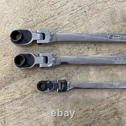 Snap on Tools 3pc 12pt Metric Double Flex Reverse Ratcheting Wrench Set XFRRM705