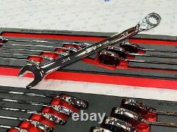 Snap-on Tools NEW 23pc Metric & SAE Reversible Ratcheting Combo Wrench Foam Set