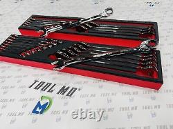 Snap-on Tools NEW 23pc Metric & SAE Reversible Ratcheting Combo Wrench Foam Set