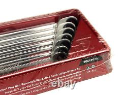 Snap on Tools New 7pc SAE 0° Non-Reversing Ratcheting Combo Wrench Set SOXR707A