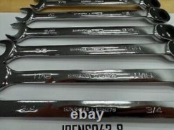 Snap-on Tools USA NEW 7pc SAE Reversible Ratcheting Combo Wrench Set SOXRR707A