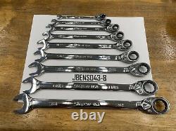 Snap-on Tools USA NEW 9pc 1/4 up to 3/4 SAE Reversible Ratcheting Wrench Set