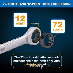 Spurtar 22 Pieces Ratcheting Wrench Set 1/4''-3/4'' & 6-18mm Silver