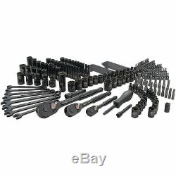 Stanley 201 PC Mechanics Tool Set Black Chrome Ratchet Sockets Wrench Kit Case