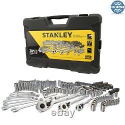 Stanley 201-PC Mechanics Tool Set Sockets Wrenches Screwdriver Durable Case NEW