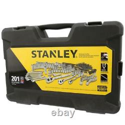 Stanley 201-PC Mechanics Tool Set Sockets Wrenches Screwdriver Durable Case NEW