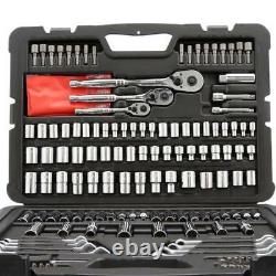 Stanley Mechanics Tool Box Set Kit 145 Piece Wrench Drive Sockets Car Auto Home