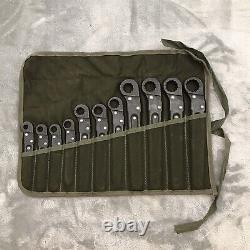 Stride Military Issue Flare Nut Line Ratcheting Wrench 11 Pc Set 3/8 to 1
