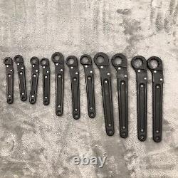Stride Military Issue Flare Nut Line Ratcheting Wrench 11 Pc Set 3/8 to 1