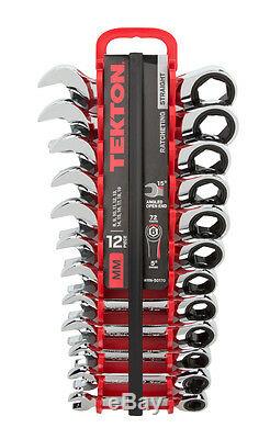 Stubby Ratcheting Combination Wrench Set with Store and Go Keeper Metric 12-Pc