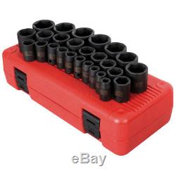 Sunex 2645 1/2 Dr. 26 Pc. Cr-Mo Alloy Steel Metric Impact Socket Set with Case