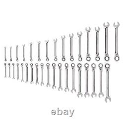 TEKTON Ratcheting Combination Wrench Set (1/4-1 6-24 mm) 12-Point (34-Piece)