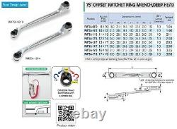 TONE 8-19mm 75 Degrees Offset Ratchet Ring Wrench Deep Head Set RM75A400 JAPAN