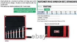TONE 8-19mm Box End Ratchet Ring Wrench Set with Bag RM700 7 Tools Japan