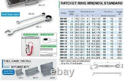 TONE 8-21mm Box End Ratchet Ring Wrench Set with Box RM110 11 Tools Japan