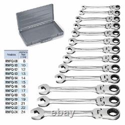 TONE 8-24mm Ratchet Ring Wrench Ratcheting Spanner Flex Head RMFQ 11 or 13 set