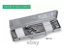 TONE RM110 Ratchet Wrench Set, 11-Piece Wrenches, Silver with Case