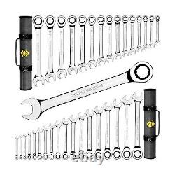 TOOLGUARDS 33pcs Ratcheting Wrench Set Large wrench set metric and standard