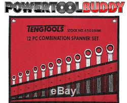 Teng Tools 6512RSMM 12pc Metric Combination Ratchet Spanner Set 8mm-19mm BAY12