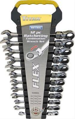Titan Tools 17367 12pc Metric Flex Ratcheting Wrench Set