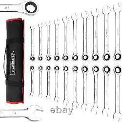 Towallmark 20-Piece SAE and Metric Ratcheting Combination Wrench Set, Ratchet Set