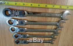 USA CRAFTSMAN LOCKING FLEX HEAD Ratcheting Wrench Set SAE standard INCH 5pc