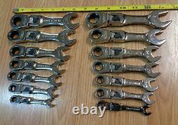 USA CRAFTSMAN Stubby short Locking Flex Head Ratchet Wrench Set METRIC, SAE INCH