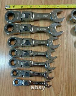 USA CRAFTSMAN Stubby short Locking Flex Head Ratchet Wrench Set METRIC, SAE INCH