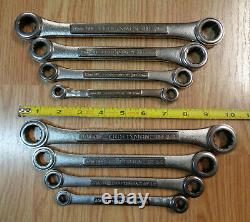 USA Made = CRAFTSMAN = METRIC & SAE INCH, Ratcheting Double Box End Wrench Set 8