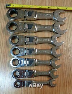 USA Made CRAFTSMAN METRIC Stubby short Locking Flex Head Ratcheting Wrench Set