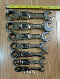 USA Made CRAFTSMAN METRIC Stubby short Locking Flex Head Ratcheting Wrench Set