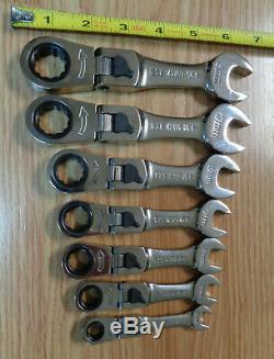 USA Made CRAFTSMAN METRIC Stubby short Locking Flex Head Ratcheting Wrench Set