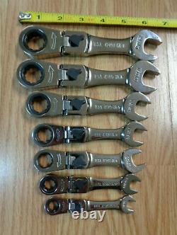 USA Made CRAFTSMAN METRIC Stubby short Locking Flex Head Ratcheting Wrench Set