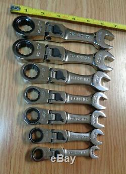 USA Made CRAFTSMAN METRIC Stubby short Locking Flex Head Ratcheting Wrench Set