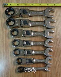 USA Made CRAFTSMAN METRIC Stubby short Locking Flex Head Ratcheting Wrench Set