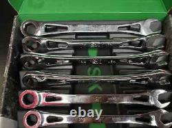 USA made SK PROFESSIONAL TOOLS 80049 7pc SAE X-Frame Ratcheting Wrench Set