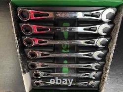 USA made SK PROFESSIONAL TOOLS 80049 7pc SAE X-Frame Ratcheting Wrench Set